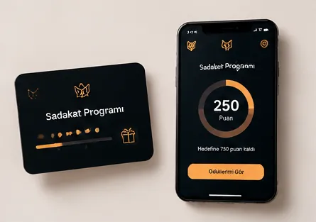 Sadakat kartı ve telefonda 250 puanlık sadakat programı ekranı